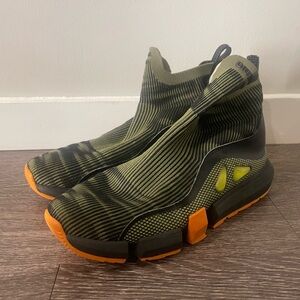 Diesel Green and Orange Sneakers with Sock-Like Upper and Chunky Midsole